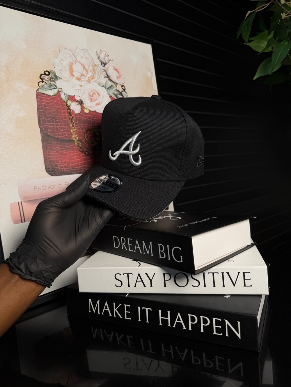 New Era Black Baseball Cap with White Atlanta 'A' Logo
